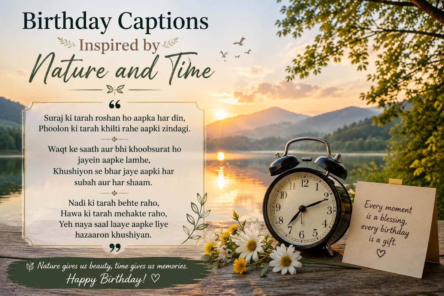 Birthday Captions Inspired by Nature and Time