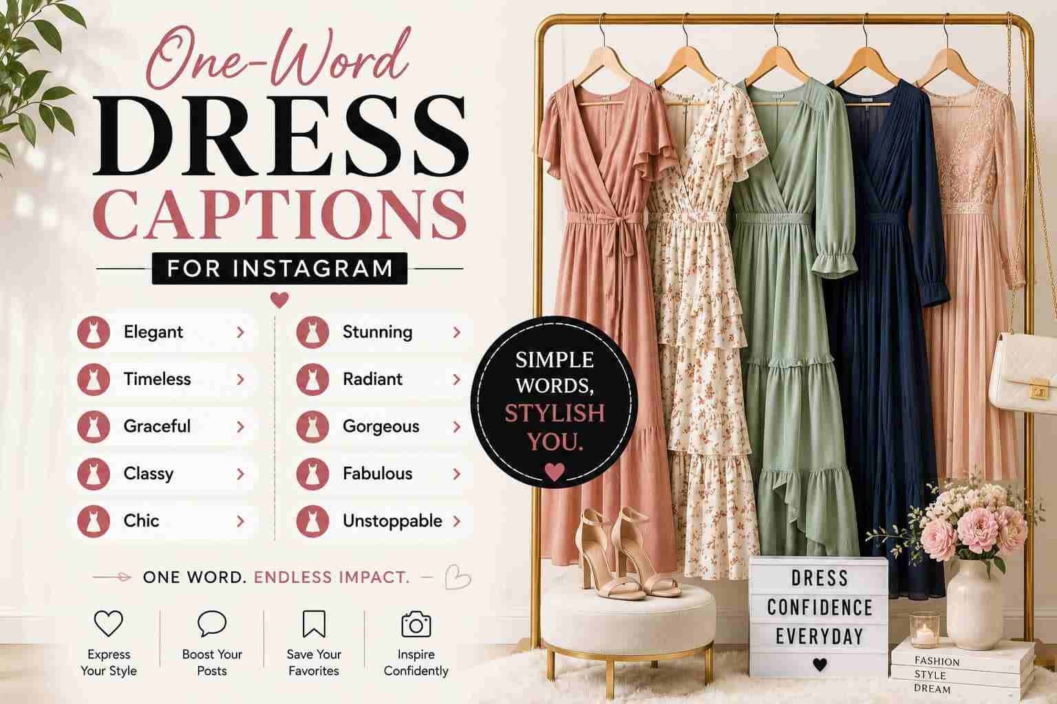 One-Word Dress Captions for Instagram