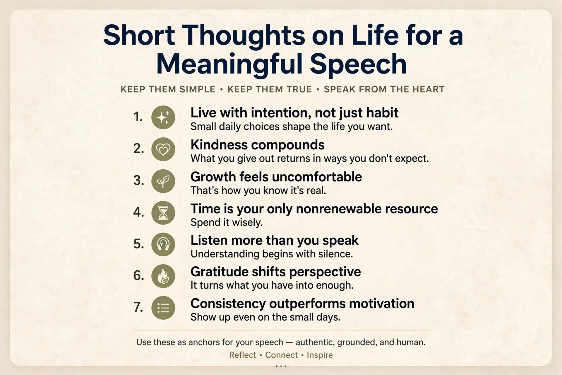 Short Thoughts on Life for a Meaningful Speech