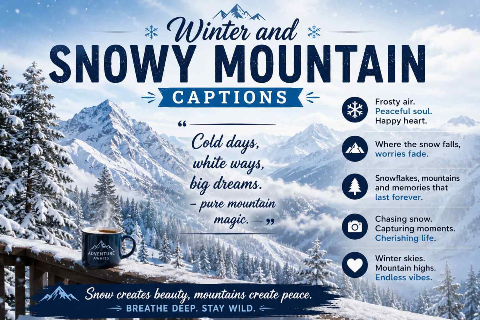 Winter and Snowy Mountain Captions