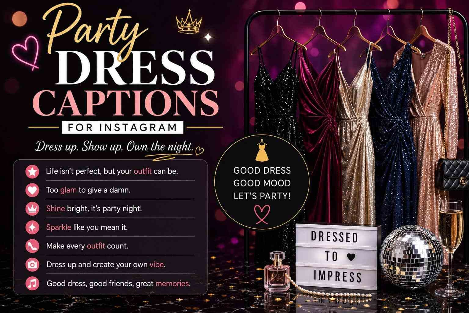 Party Dress Captions for Instagram