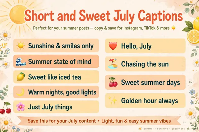 Short and Sweet July Captions