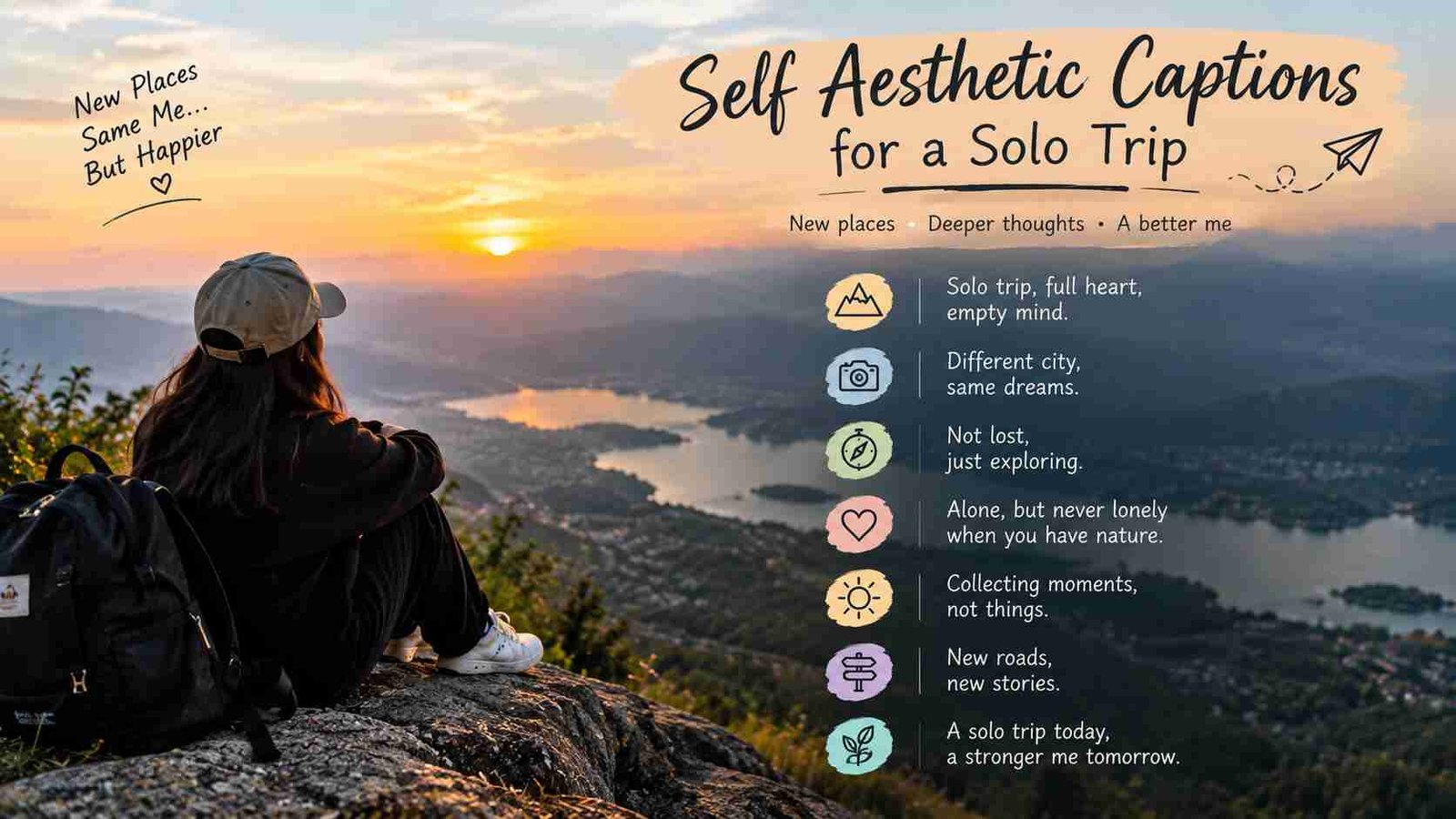 Self Aesthetic Captions for a Solo Trip