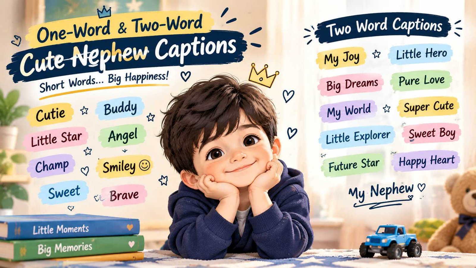 One-Word and Two-Word Cute Nephew Captions