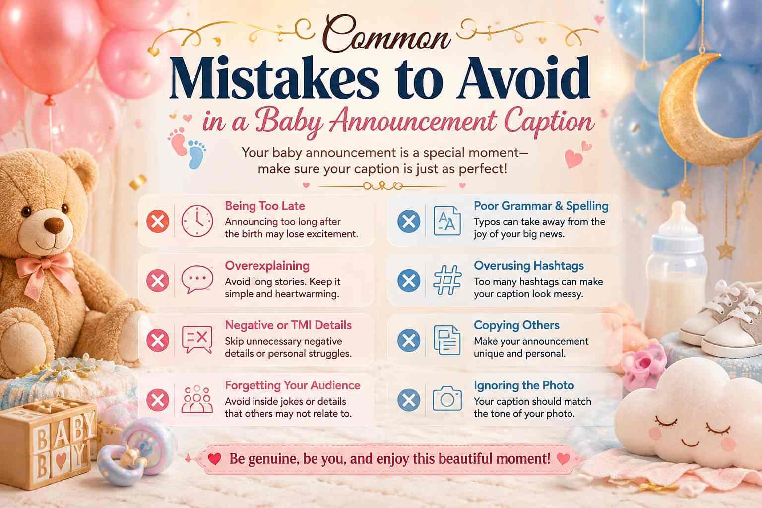 Common Mistakes to Avoid in a Baby Announcement Caption