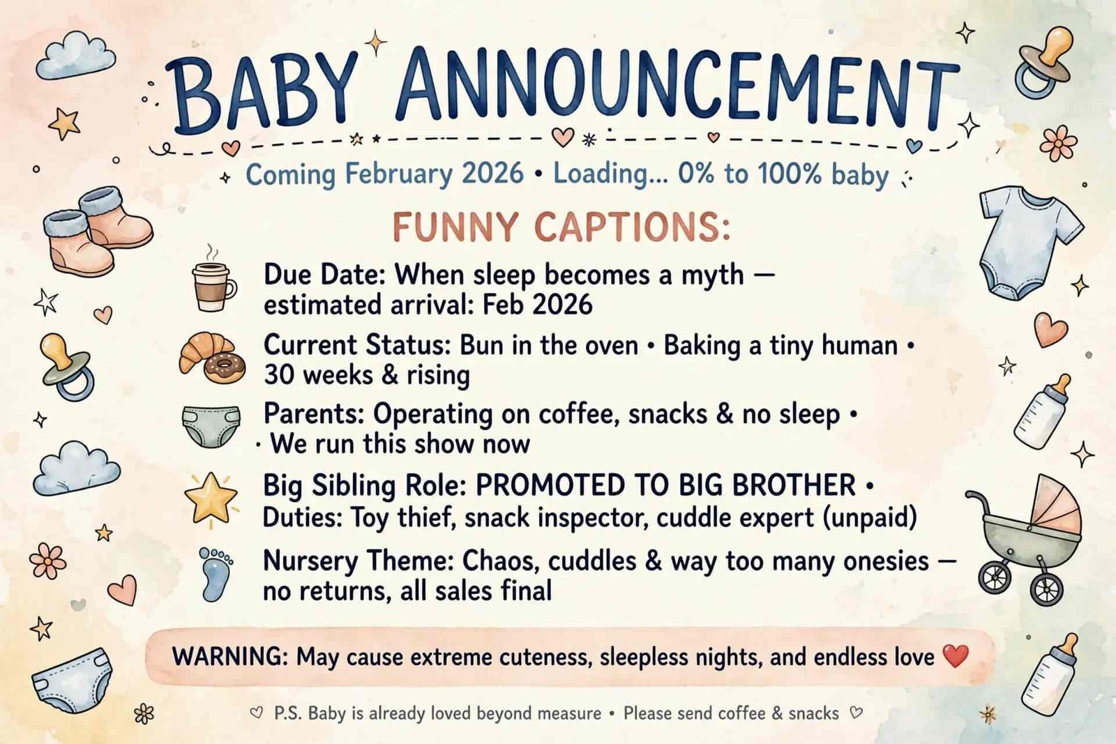 Funny Baby Announcement Captions