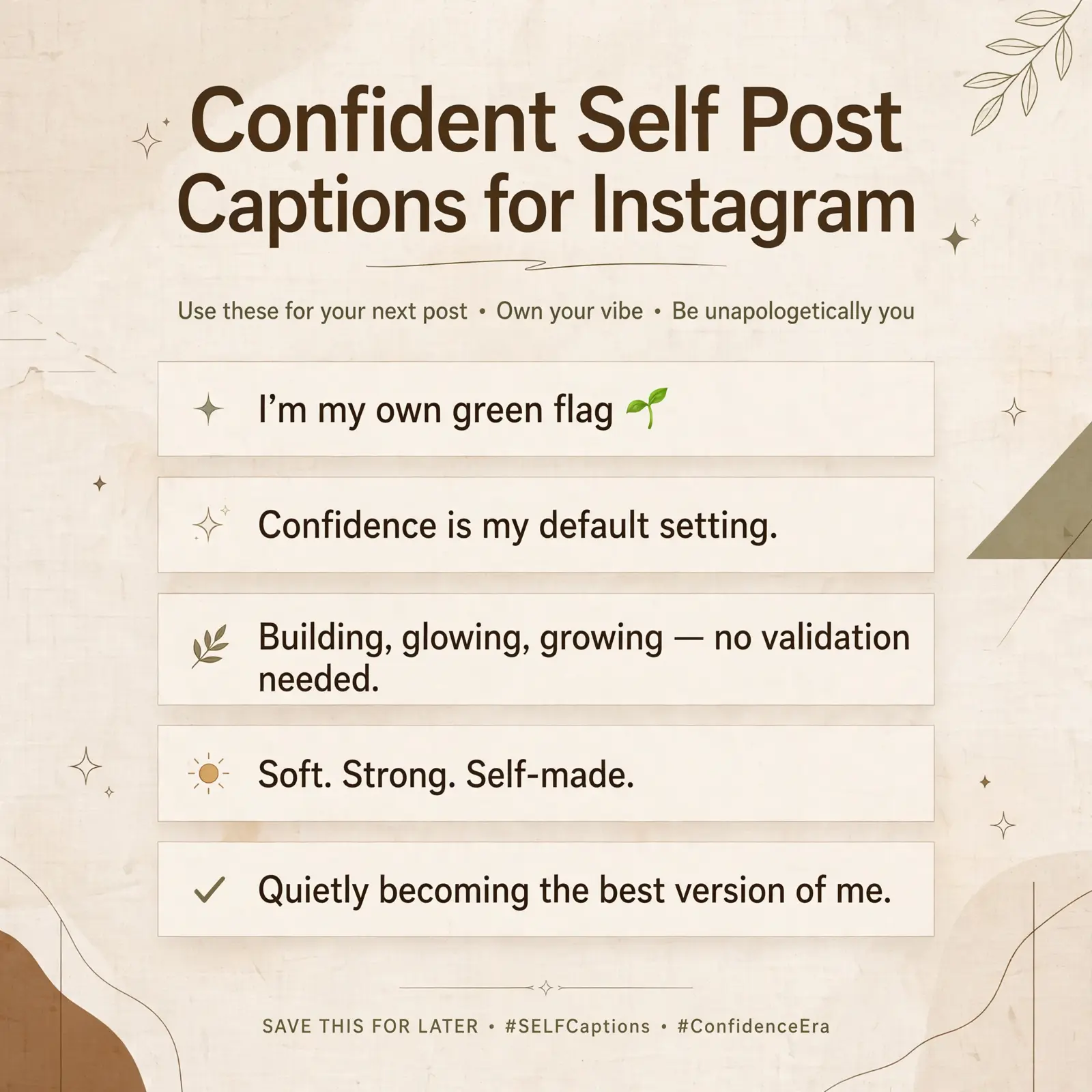 Confident Self Post Captions for Instagram
