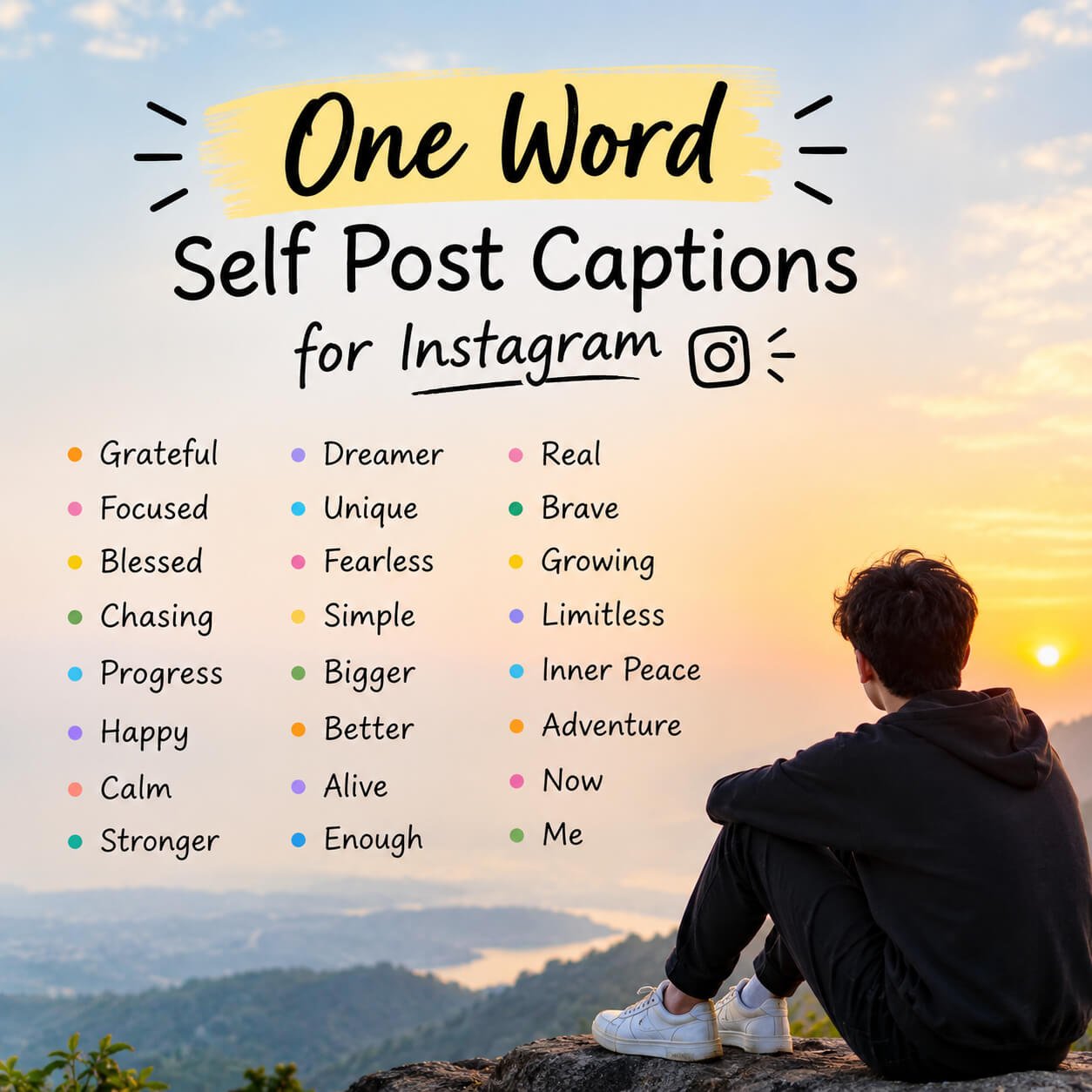 One Word Self Post Captions for Instagram