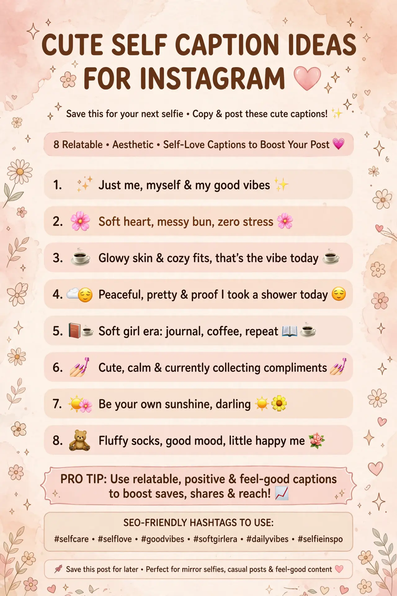 Cute Self Post Captions for Instagram