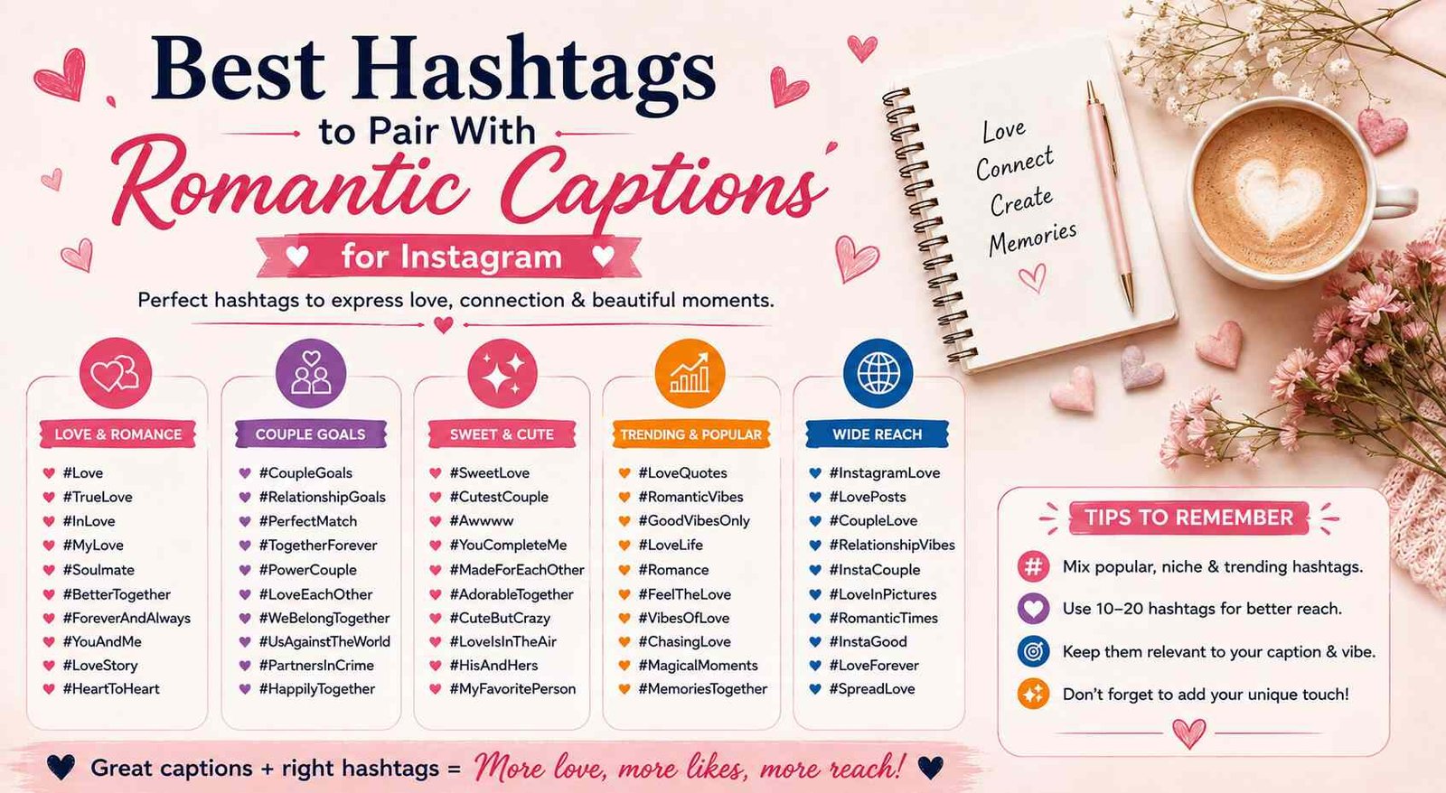 Best Hashtags to Pair With Romantic Captions for Instagram