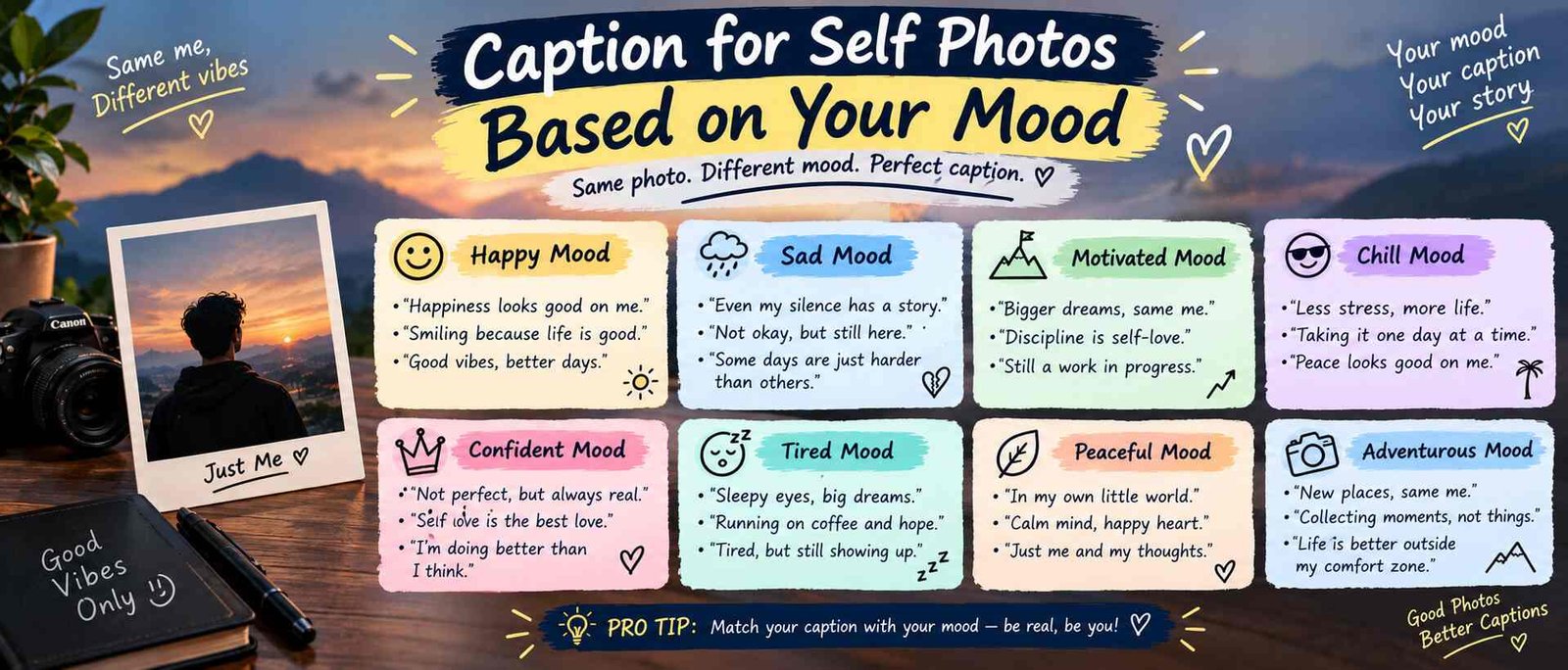 Caption for Self Photos Based on Your Mood
