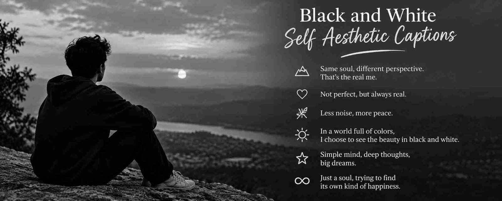 Black and White Self Aesthetic Captions