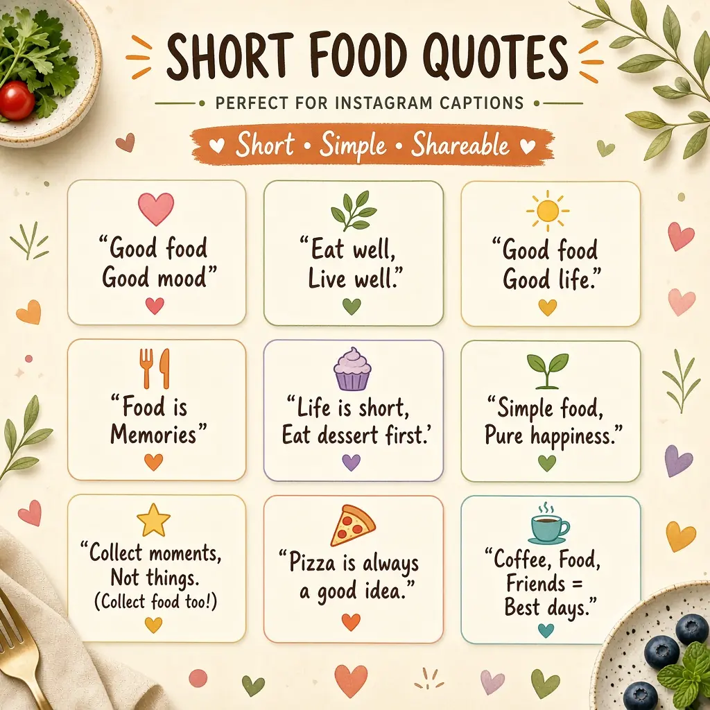 Short Food Quotes for Instagram Captions