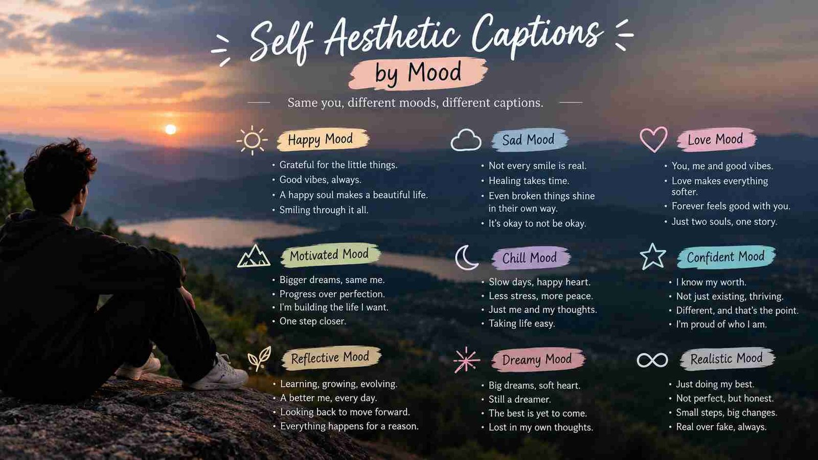 Self Aesthetic Captions by Mood
