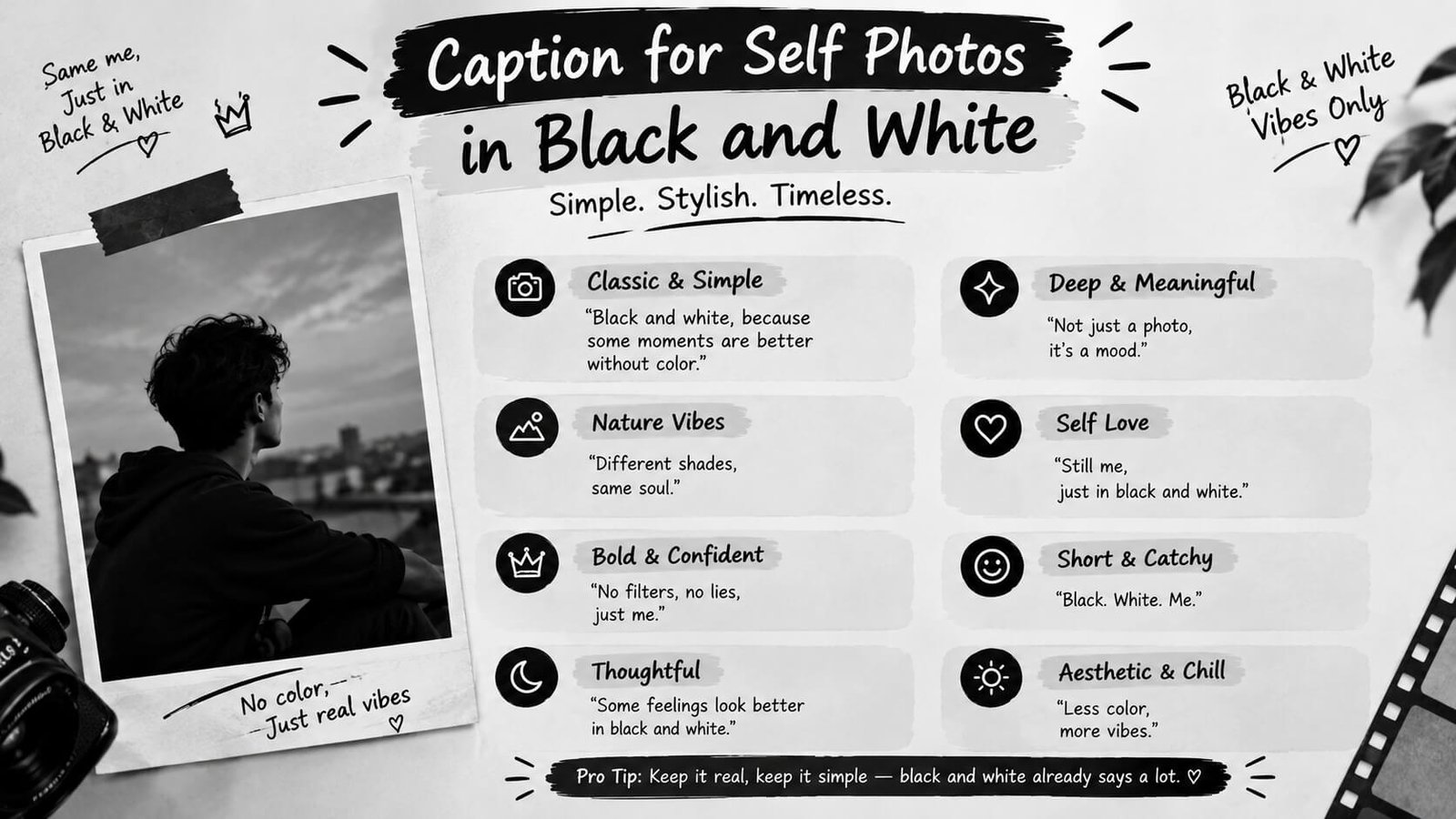 Caption for Self Photos in Black and White
