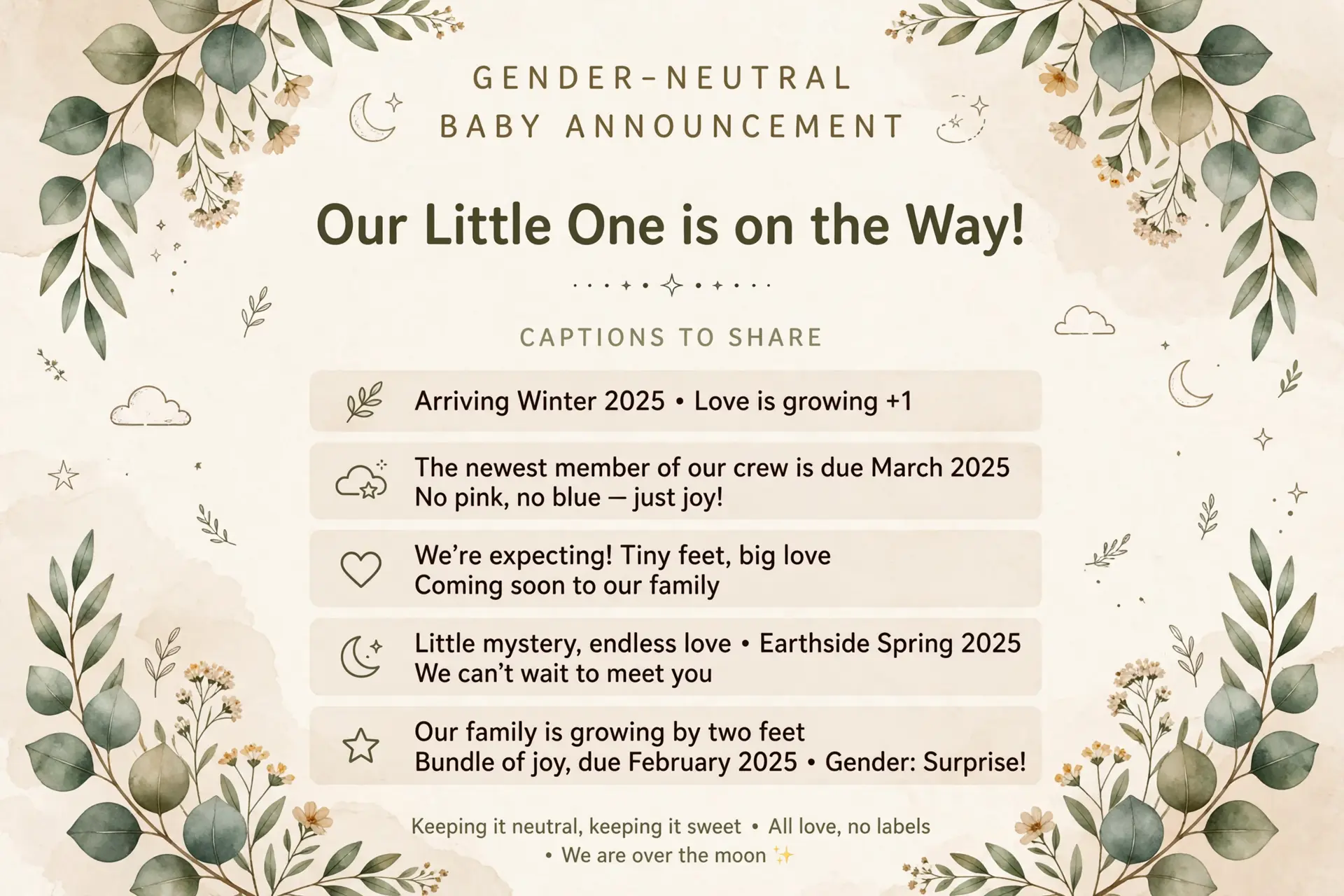 Gender-Neutral Baby Announcement Captions