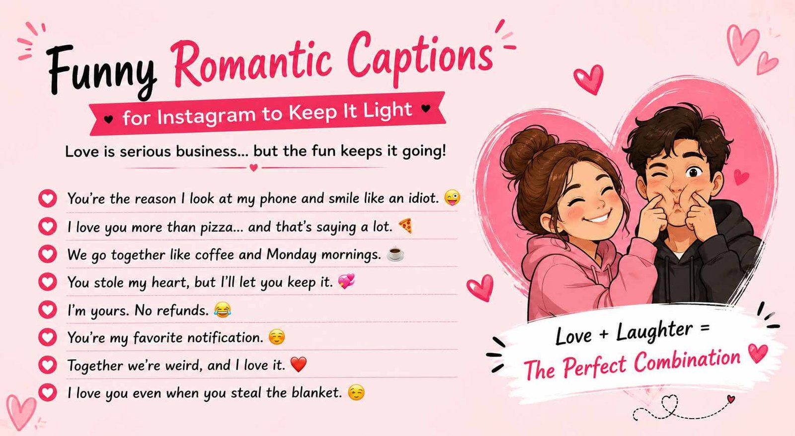 Funny Romantic Captions for Instagram to Keep It Light