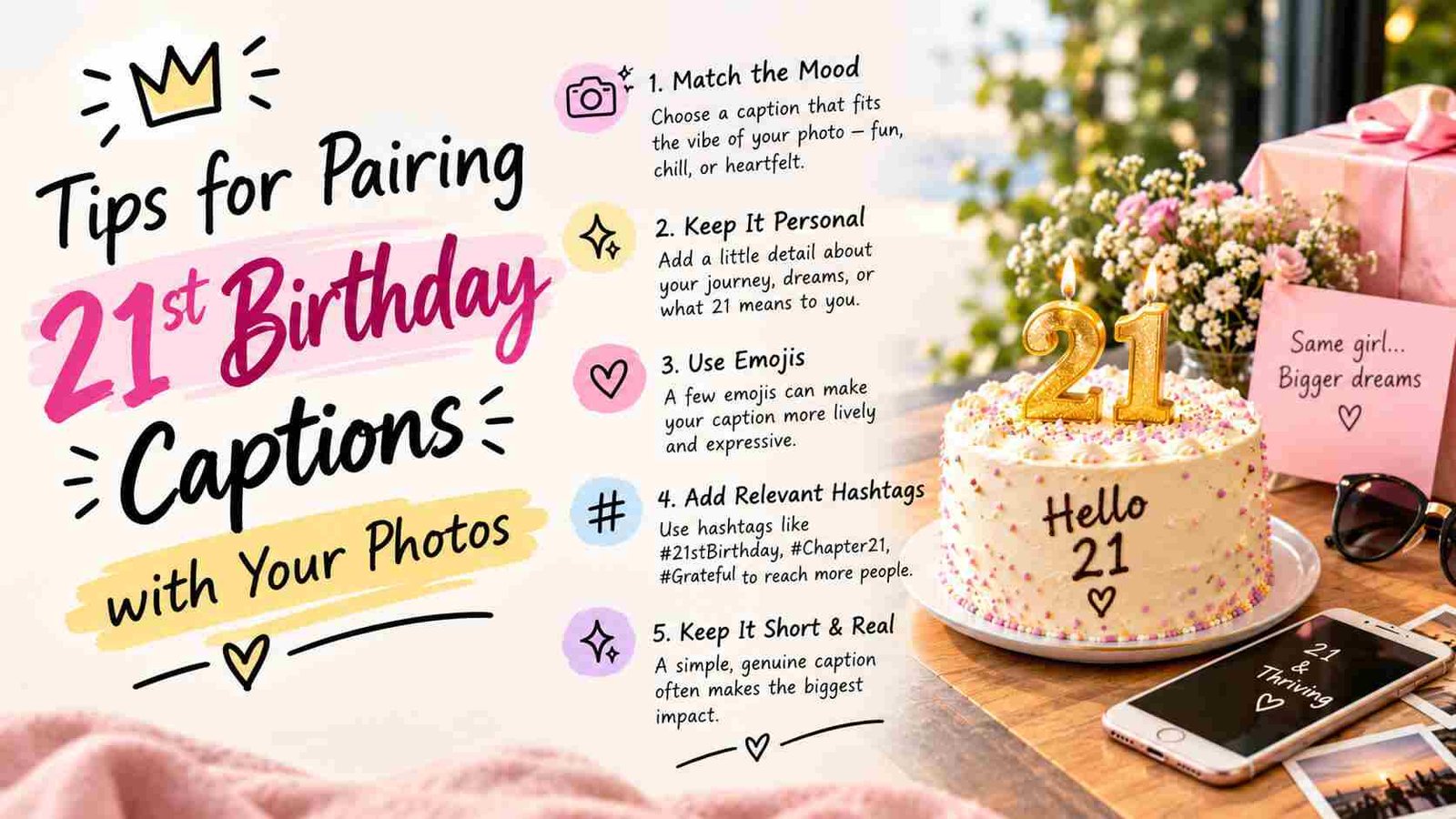 Tips for Pairing 21st Birthday Captions with Your Photos