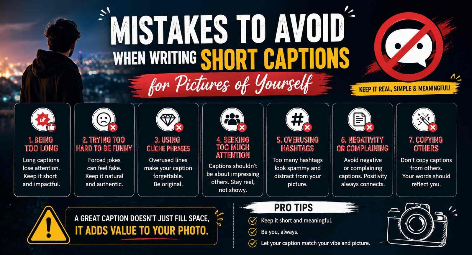 Mistakes to Avoid When Writing Short Captions for Pictures of Yourself