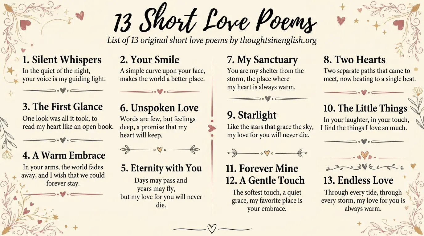 Short Love Poems at a Glance