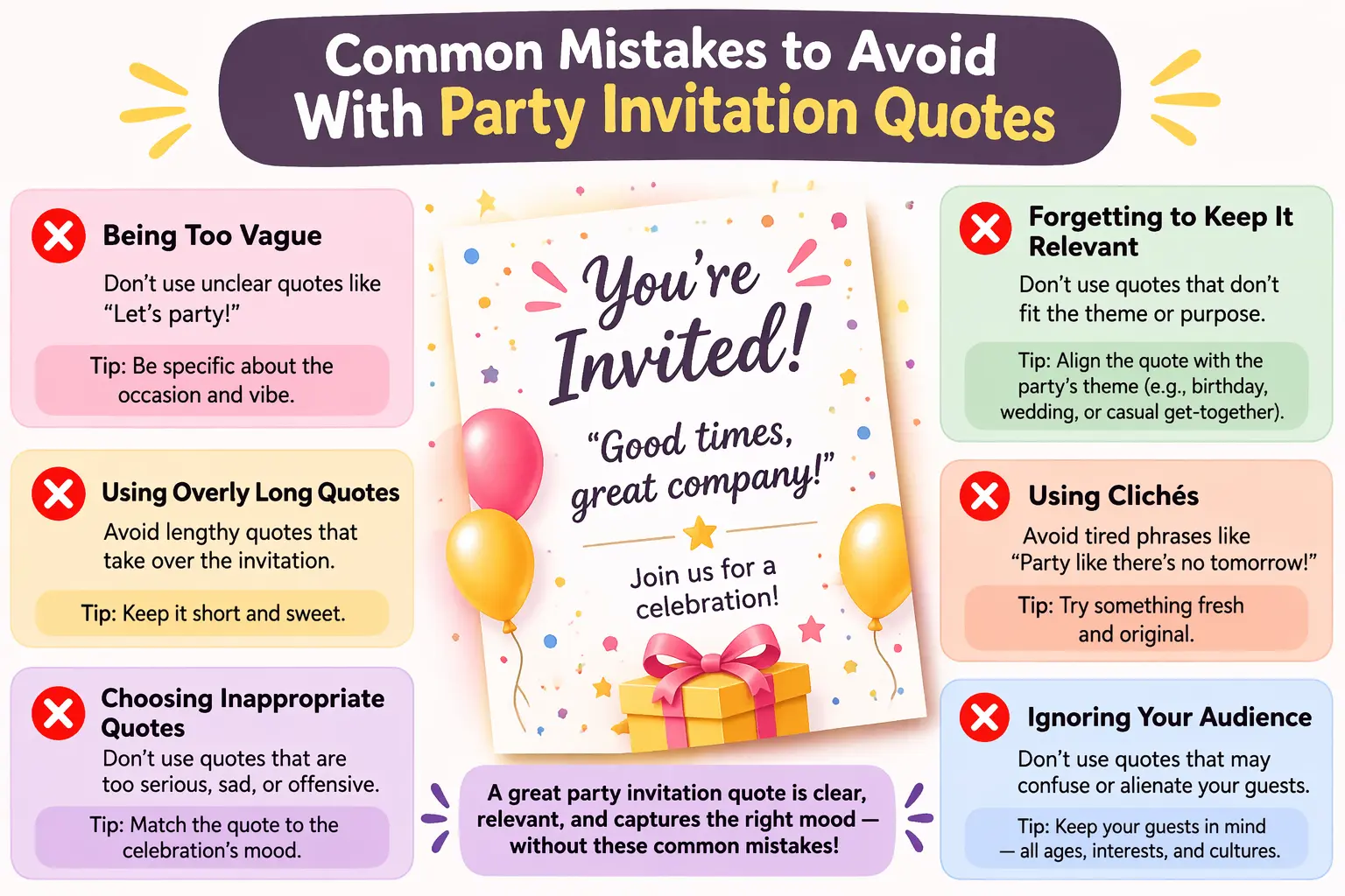 Common Mistakes to Avoid With Party Invitation Quotes