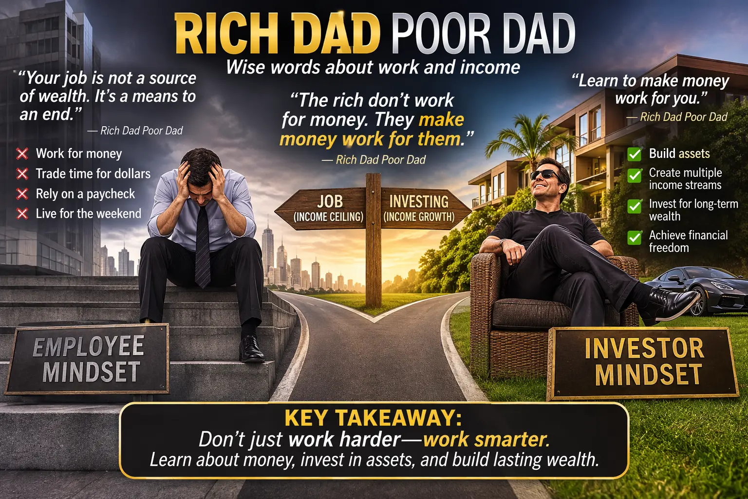 Rich Dad Poor Dad Quotes About Work and Income