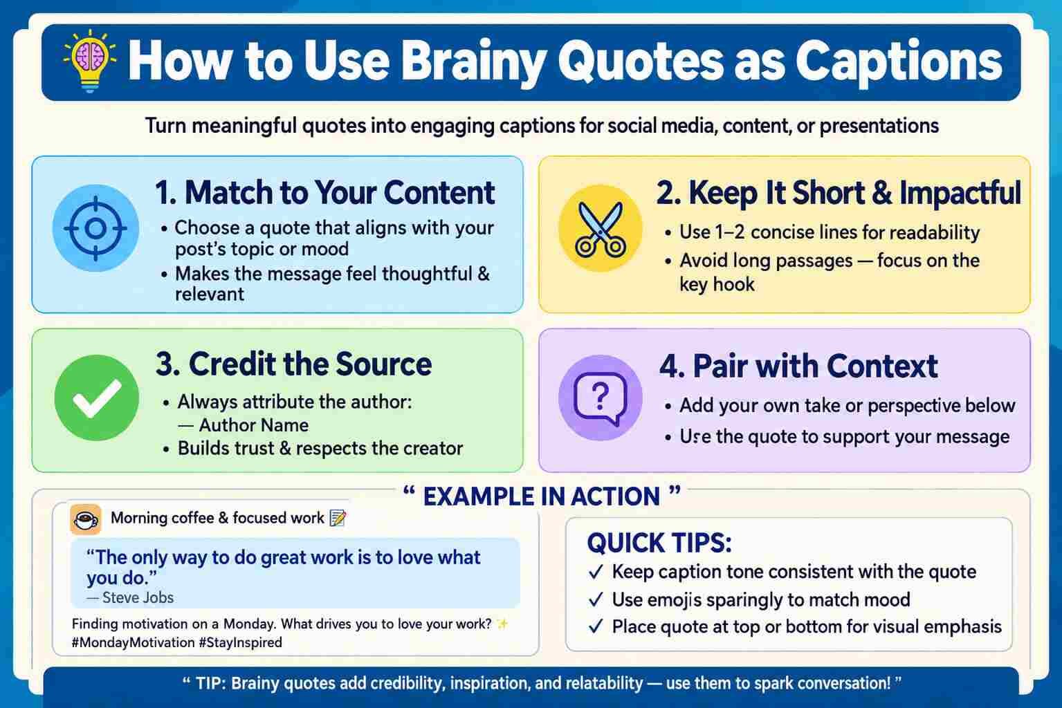 How to Use Brainy Quotes as Captions