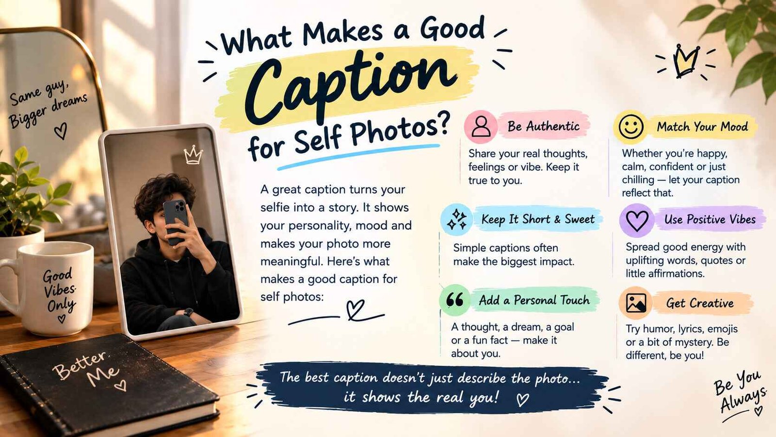 What Makes a Good Caption for Self Photos?