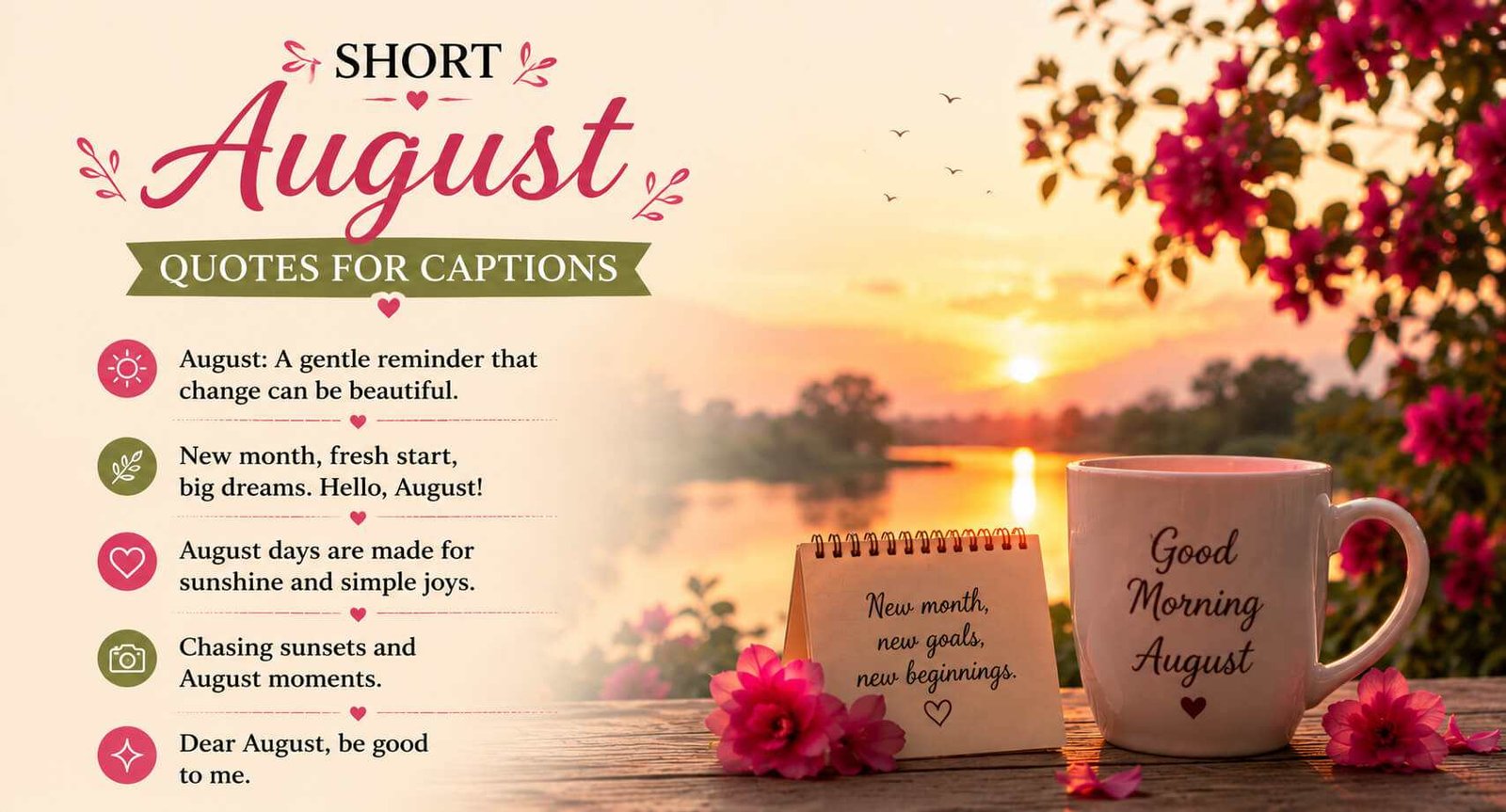 .Short August Quotes for Captions