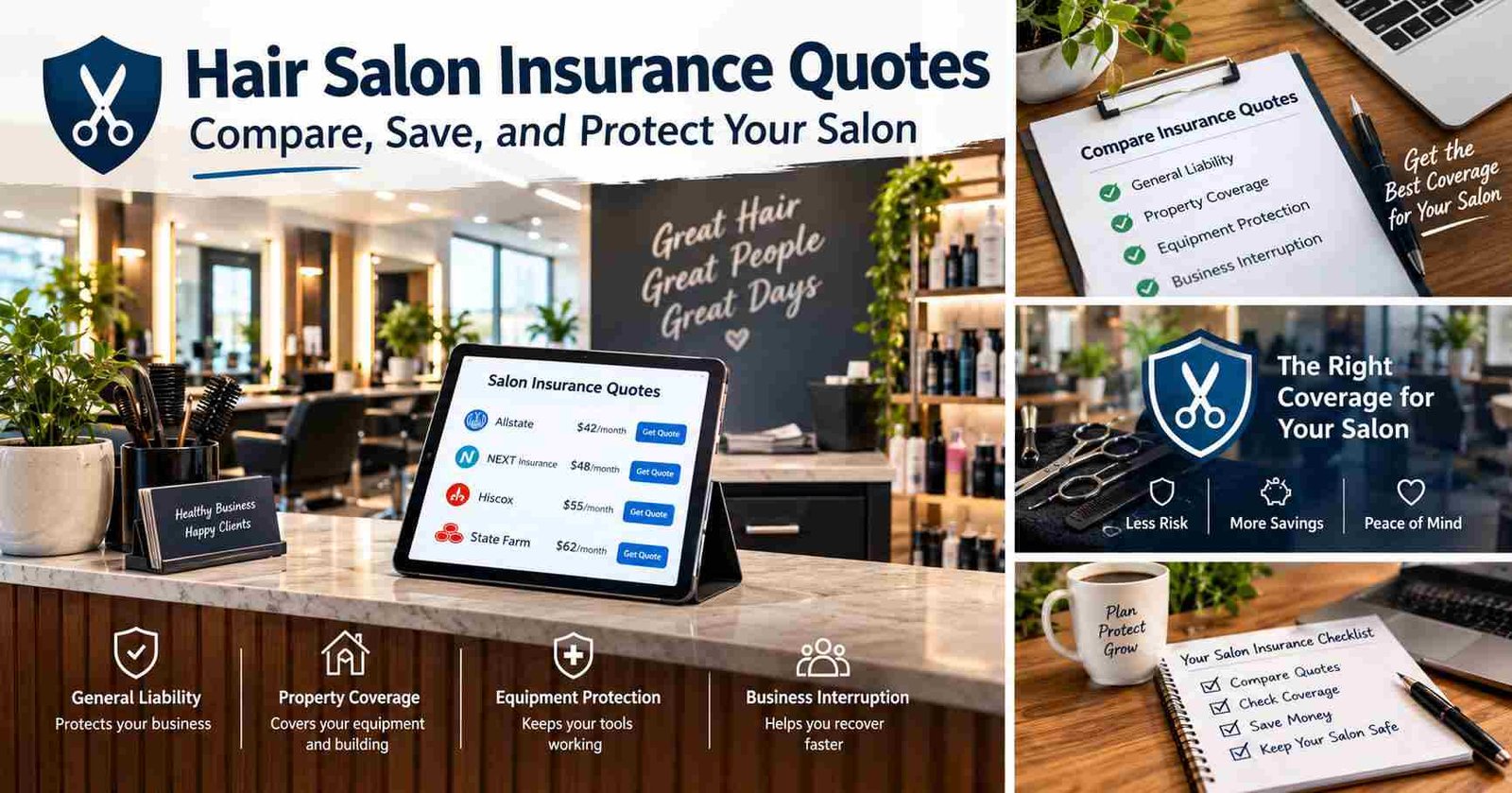 Hair stylist reviewing hair salon insurance quotes