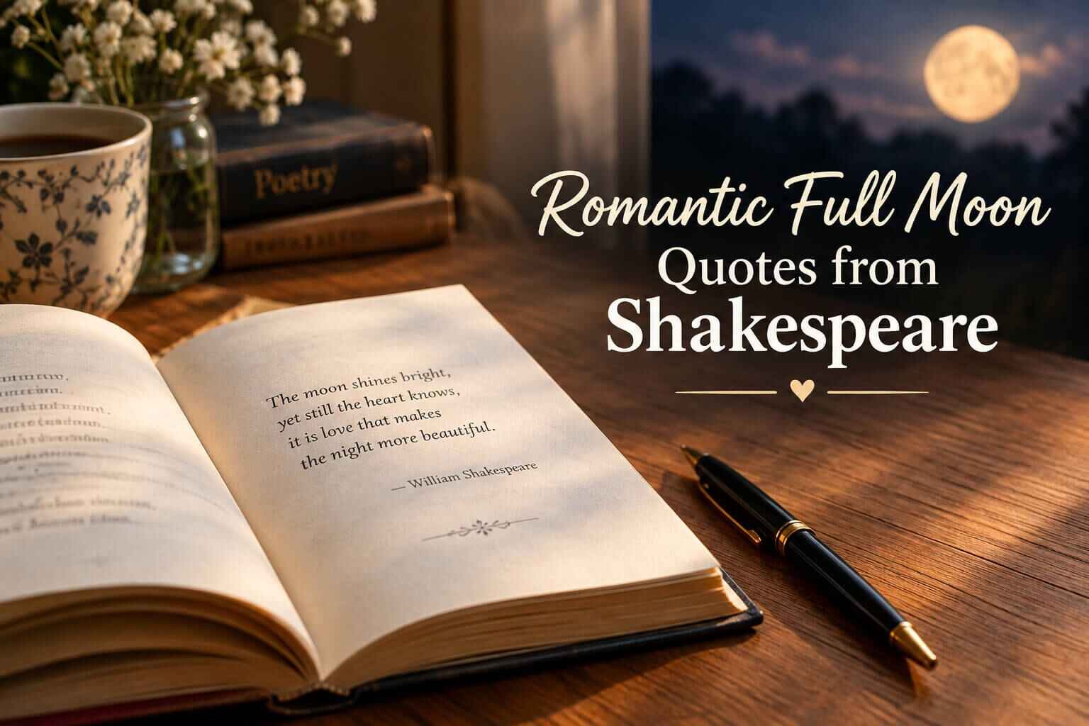 open poetry book and pen.